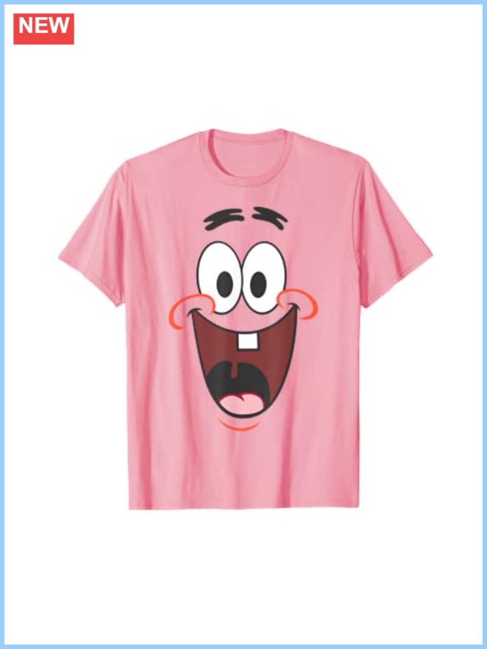 Spongebob Patrick Big Face Graphic Tee Short Sleeve Novelty Cartoon Shirt